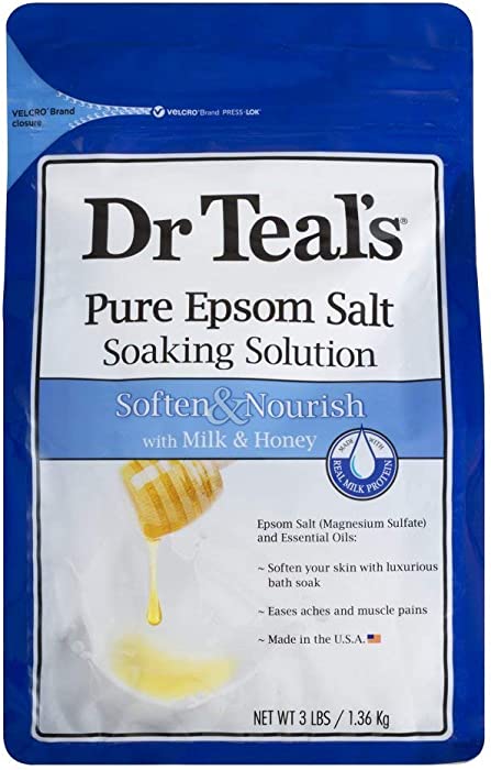 Dr. Teal's Epsom Salt Soaking Solution, Soften & Nourish with Milk and Honey, 48oz