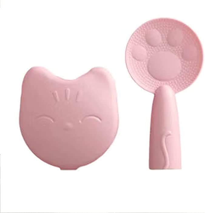 Rice Spoon Cartoon Cat Claw Shovel Standing Vertical Hanging Creative Non-stick Rice for Home Household Kitchen Tools Tableware Rice Cooker, for Serving Rice Spatula，with Holder Spoon Box (pink)