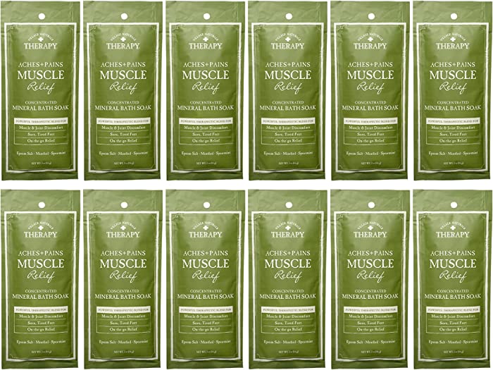 Village Naturals Therapy, Mineral Bath Soak, Aches & Pains Muscle Relief, 2 Oz, Pack of 12