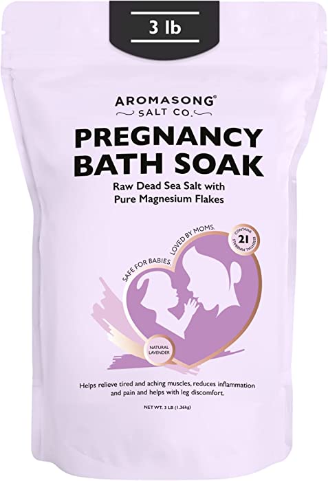 Aromasong Pregnancy Bath Soak 3 LB - 100% Pure Magnesium Flakes with 21 Essential Dead Sea Minerals and Natural Lavender - Better Absorbing Than Epsom Salt