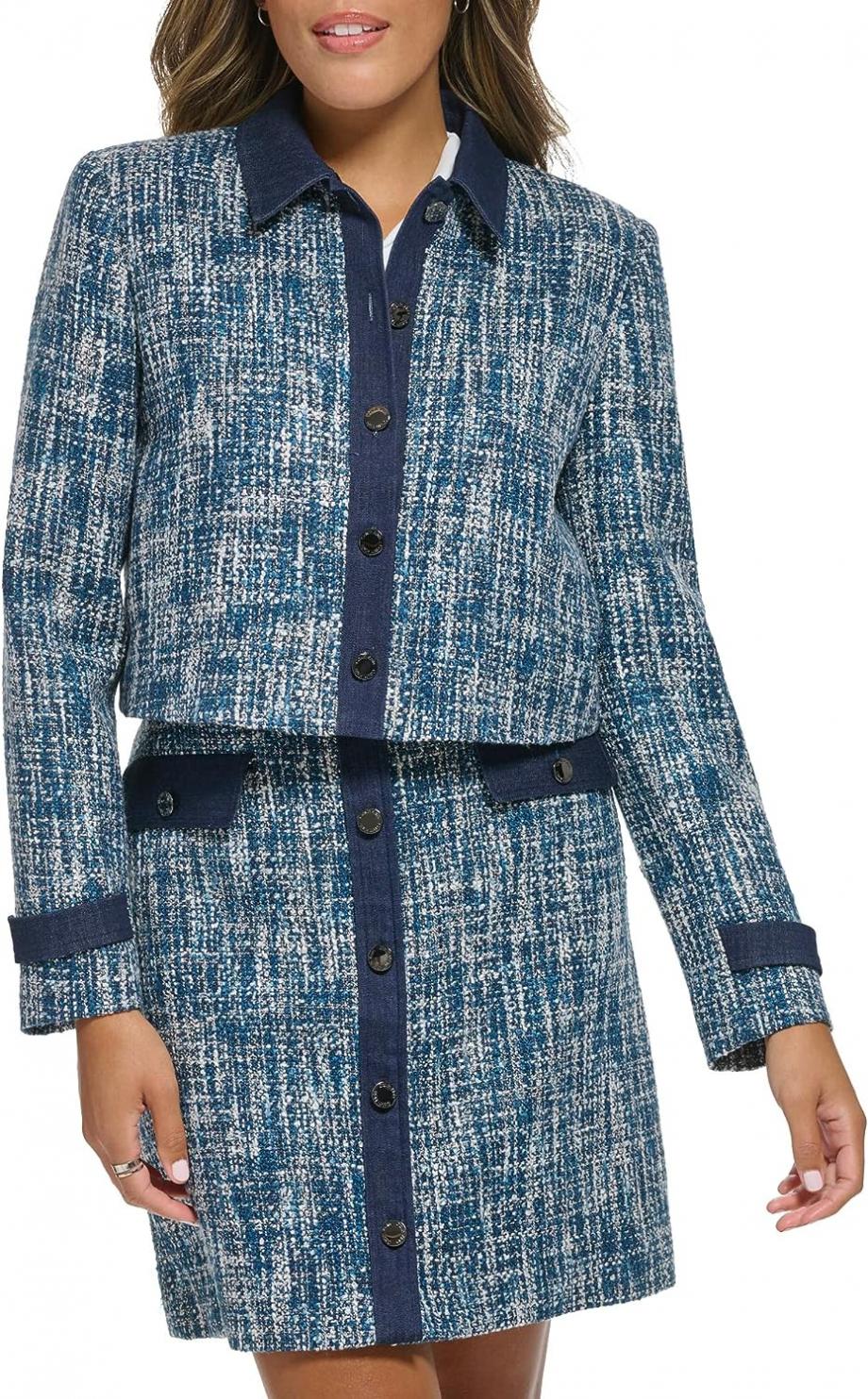 Calvin Klein Women's Denim Trim Suits Blazer