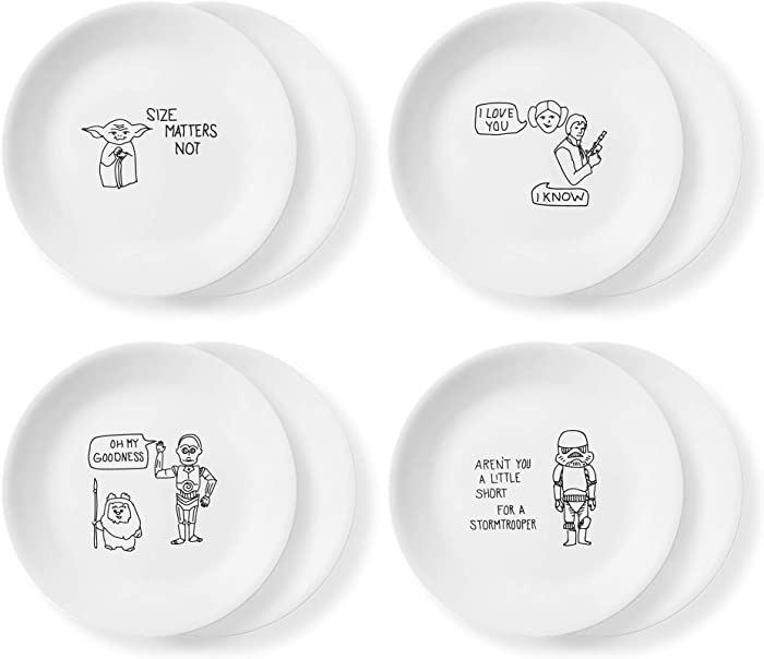 Corelle Disney Star Wars Doodles 8.5" Salad Lunch Plates, 8.5 inch