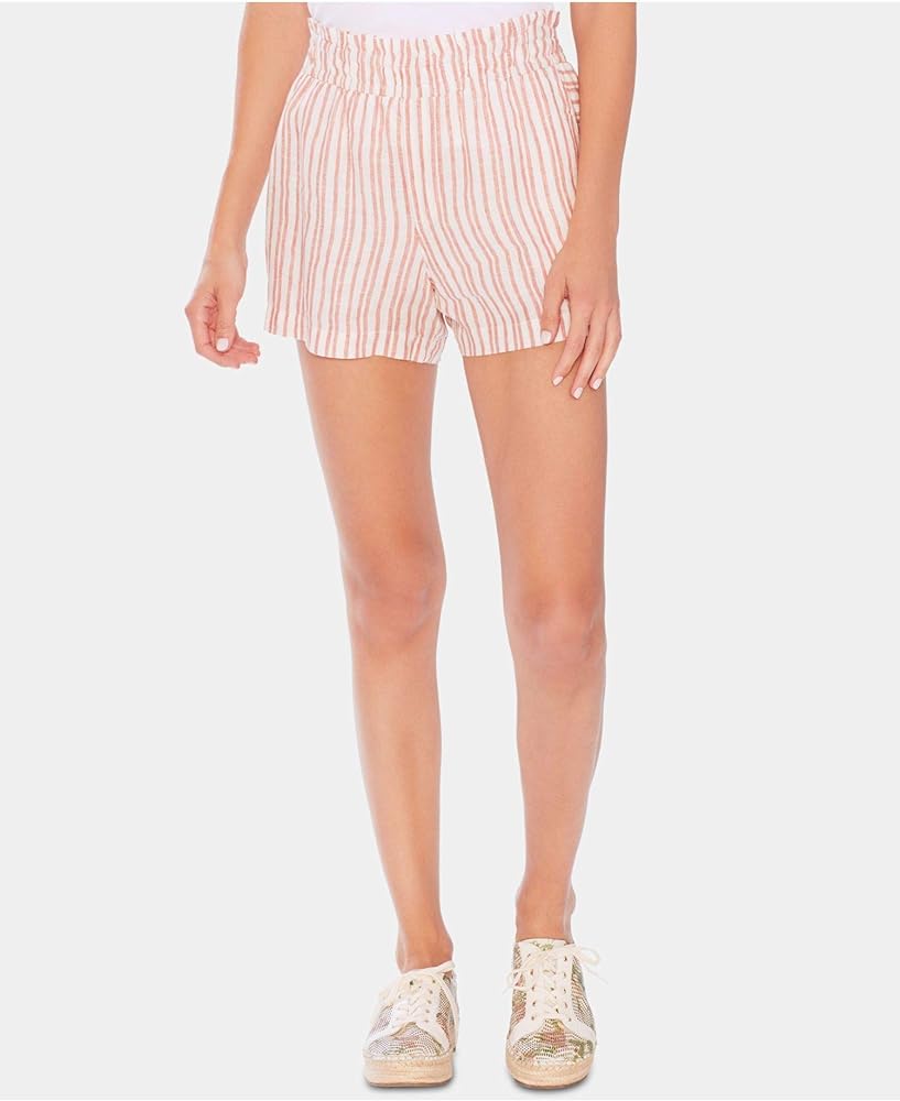 Vince Camuto Smocked-Waist Striped Linen Shorts