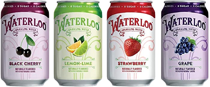 Waterloo Sparkling Water Variety Pack 12 Cans | Lemon-Lime, Black Cherry, Strawberry, Grape | Zero Calories, Sugar, Sodium | Naturally Flavored