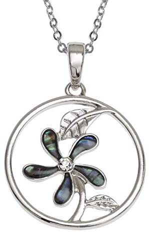 Talbot Fashions Tide Jewellery Inlaid Paua Shell Round 5 Petal Flower Necklace Pendant