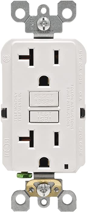Leviton GFNT2-3W Self-Test SmartlockPro Slim GFCI Non-Tamper-Resistant Receptacle with LED Indicator (3 Pack), White