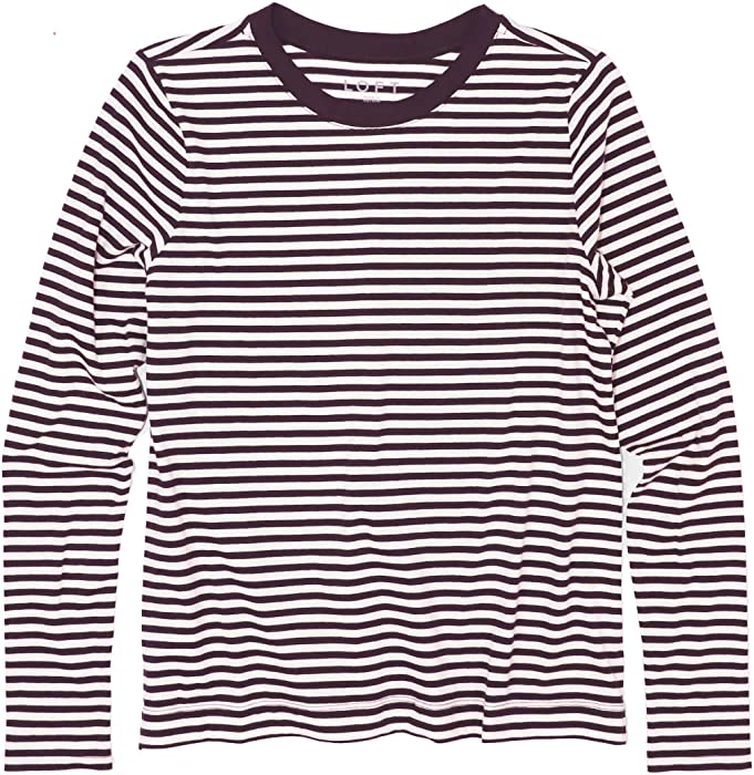 Ann Taylor LOFT Long Sleeve Striped Crew T-Shirt