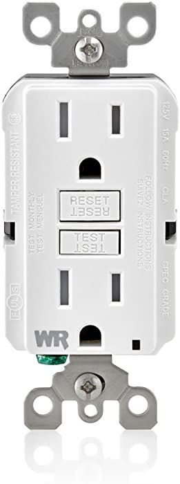 Leviton GFWT1-W 15 Amp Self-Test SmartlockPro Slim GFCI Weather-Resistant and Tamper-Resistant Receptacle with LED Indicator, 10-Pack, White
