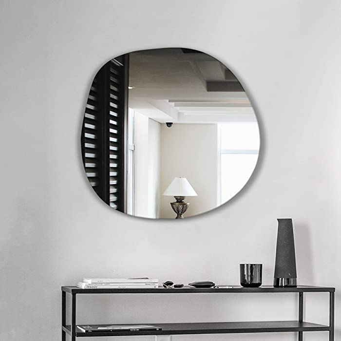 Frameless Irregular Mirror for Wall, Asymmetrical Mirror Wall Hanging for Bathroom, Entryway, Bedroom, Wall Mouted Mirror (24'' x 22.8''-Frameless Mirror)
