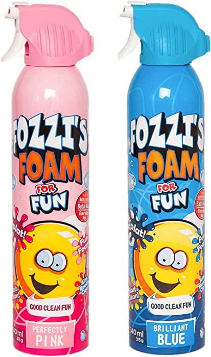 FOZZI's Bath Foam Aerosol for Kids, Brilliant Blue & Perfectly Pink, Good Clean Fun11.04oz,(313gm) Each (Pack of 2)