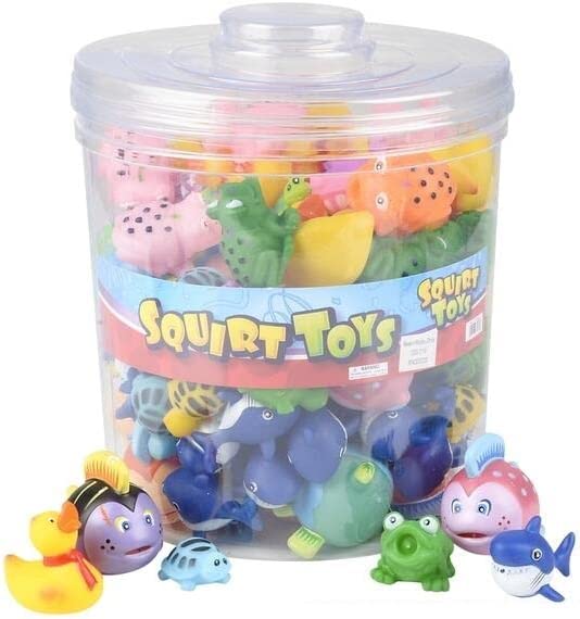 108 Pack Fun Bath Time Water Squirt Duck Toys I Bathtub Small Sea Animal Toys I Verity of Fish, Turtles, Duck, Frog & Sharks I Ocean Animal Figures Toy Playset I Realistic Sea Creatures Toys for Kids