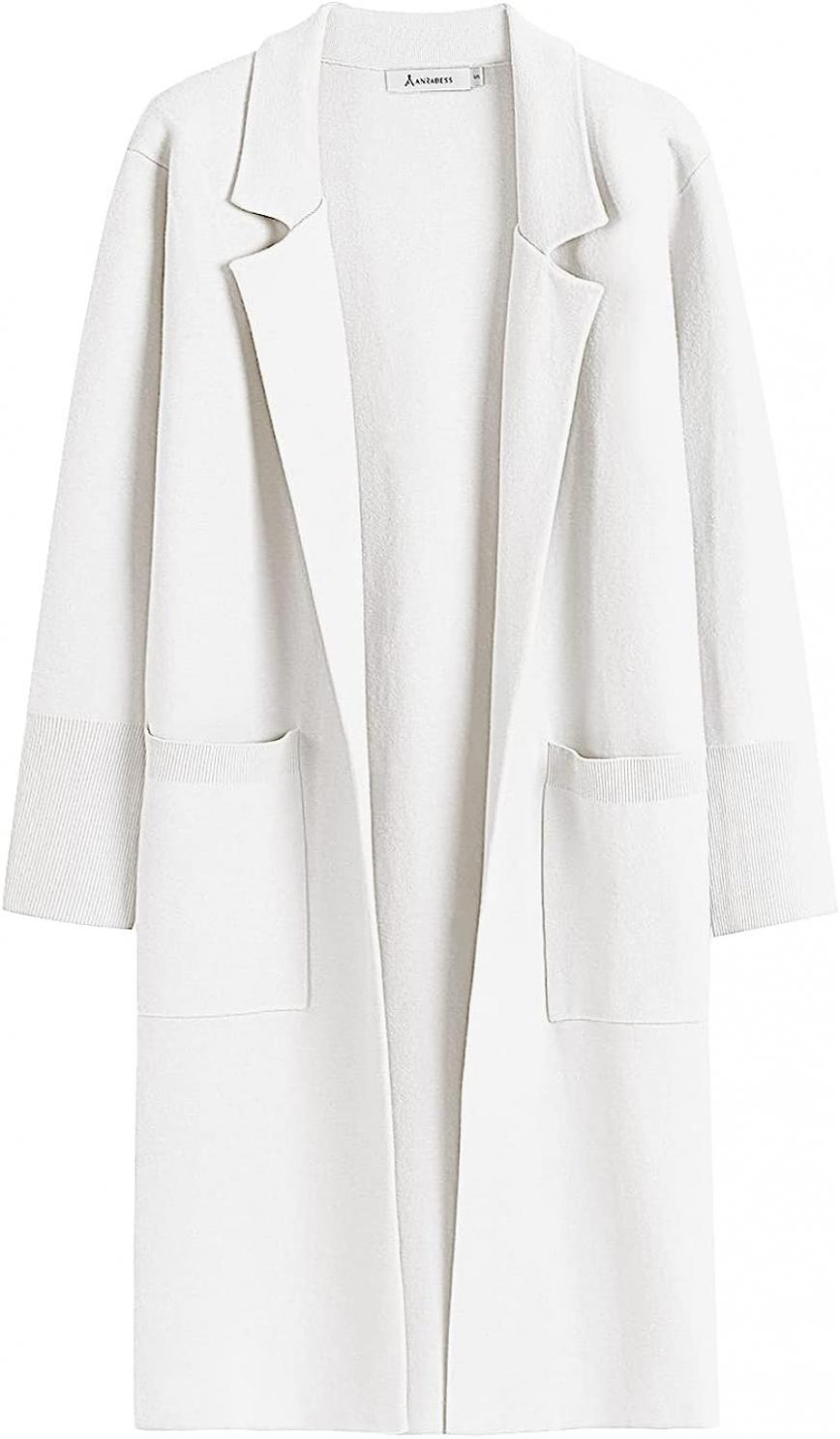 ANRABESS Cardigan for Women Oversized Open Front Sweater Coat Long Sleeve Lapel Blazer Jacket Fall Outwear Coatigan
