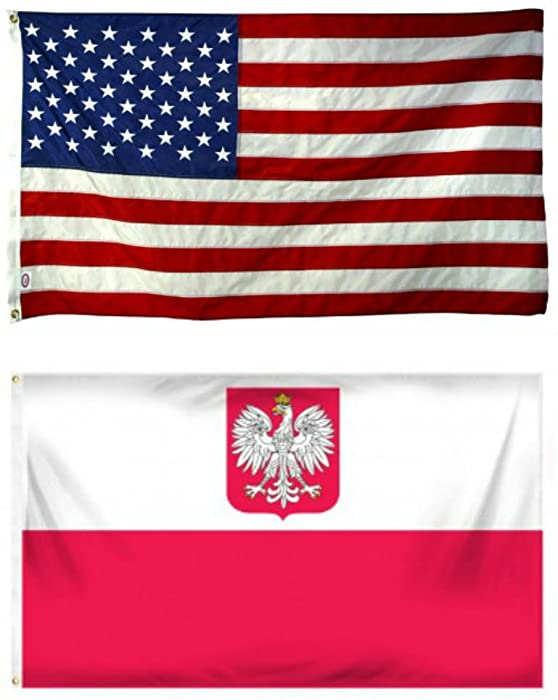 3x5 3'x5' Wholesale Combo USA American & Poland Polish Eagle Flag Grommets