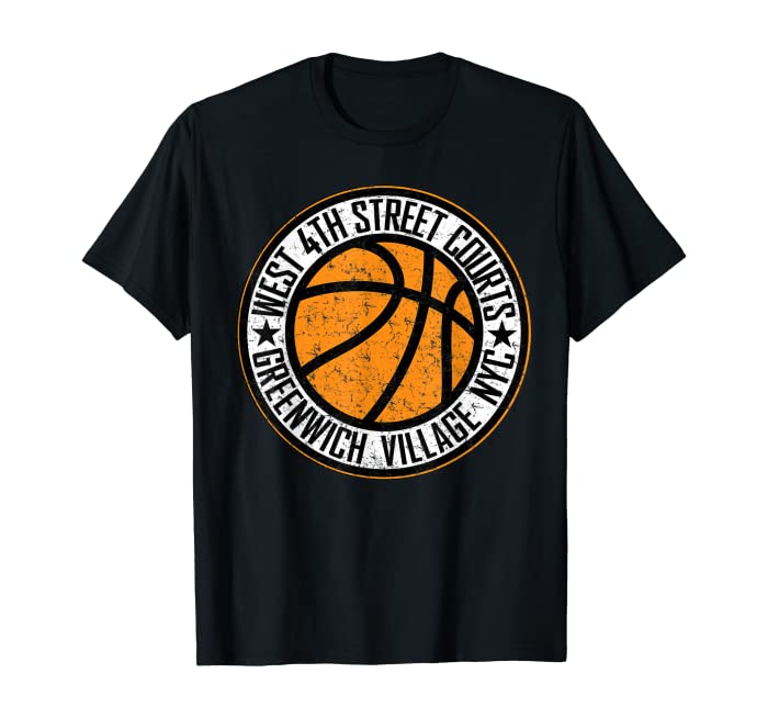 West 4th Street Village Basketball Circle Distressed Print T-Shirt