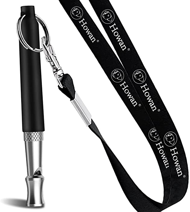 Howan Dog Whistle, Adjustable Pitch for Stop Barking Recall Training- Professional Dogs Training Whistles Tool for with Free Black StrapLanyard