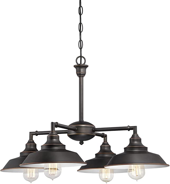 Westinghouse Lighting 6343300 Four-Light Indoor Iron Hill Chandelier, 4, Oil Rubbed Bronze with Highlights and White Interior