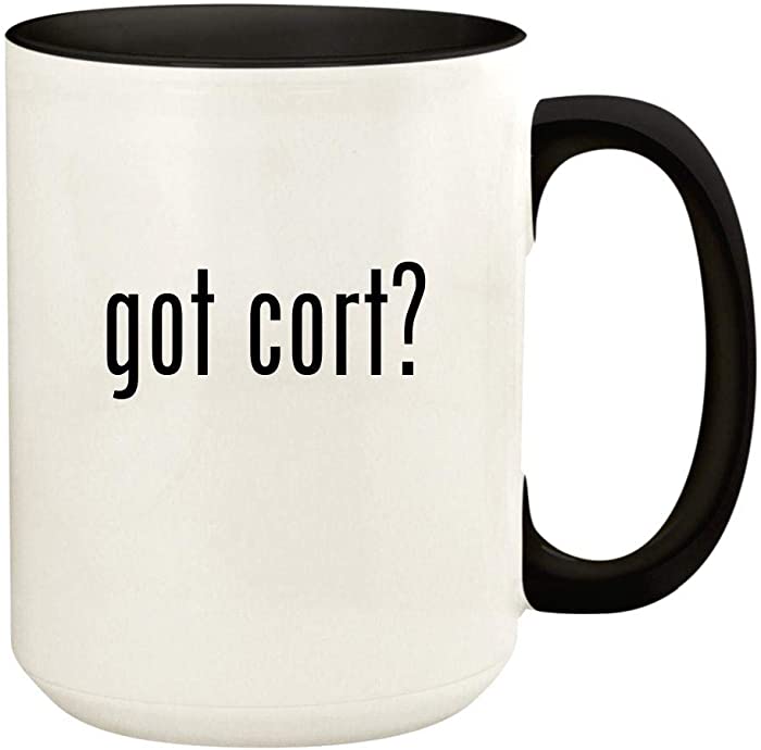 got cort? - 15oz Ceramic Colored Handle and Inside Coffee Mug Cup, Black