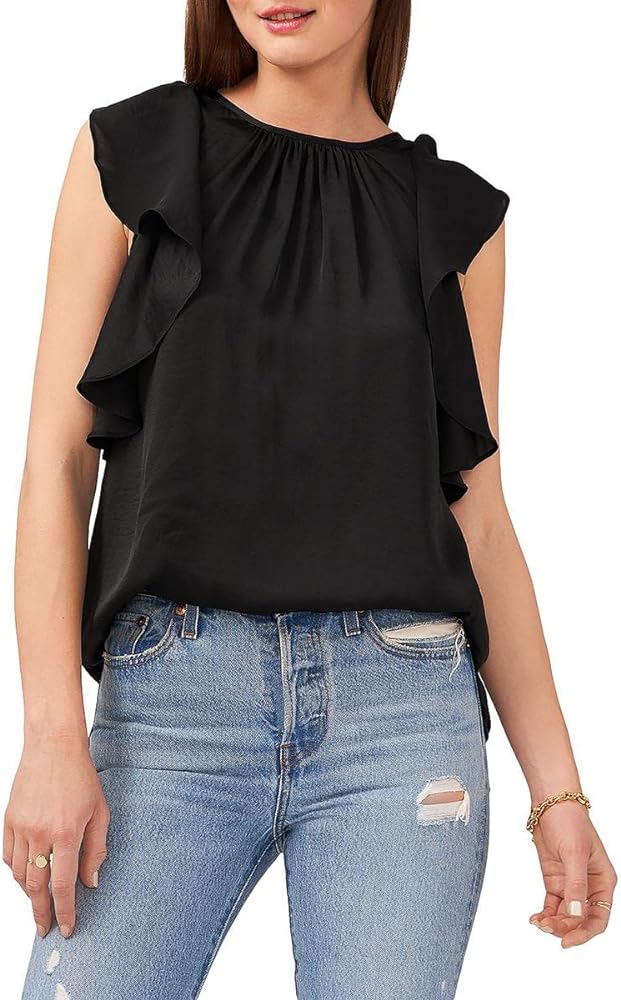 Vince Camuto Womens Polyester Sleeveless Blouse Black S