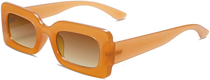 SOJOS Retro 90s Nude Rectangle Sunglasses For Women Trendy Chunky Glasses Pebble SJ2160