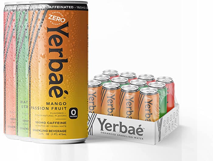 Yerbae Naturally Caffeinated Energy Drink, Sweetened with Stevia, Yerba Mate & Antioxidents, Zero Sugar, No Calories, Keto & Whole 30, Non-GMO (Variety 12 Pack of 16oz Cans)