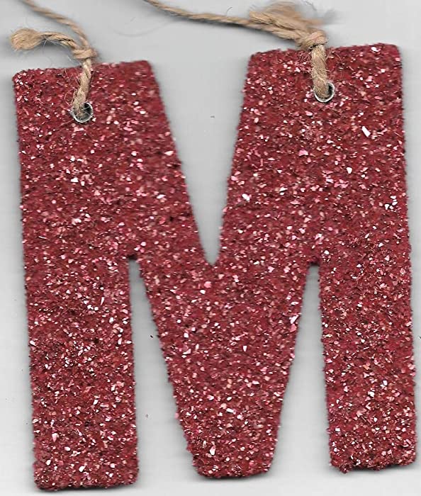 German Glitter Letter Red M Christmas Ornaments Each - Pottery Barn, 4 inch wide x 4 inch high