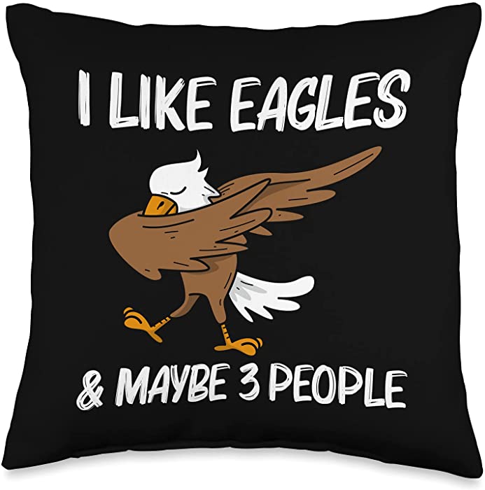 Best Eagle Gifts American Forest Wildlife Bird Co. Cool Eagle for Men Women Dabbing Bald Flying Animal Throw Pillow, 16x16, Multicolor