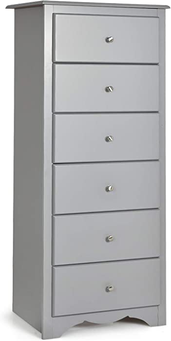 Giantex 6 Drawer Chest Wooden Dresser Clothes Organizer Bedroom, Hallway, Entryway Furniture Tall Storage Cabinet (Gray)