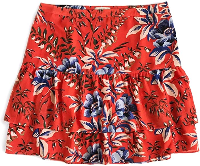 Ann Taylor LOFT Women's Tiered Ruffle Woven Poly Mini Skirt