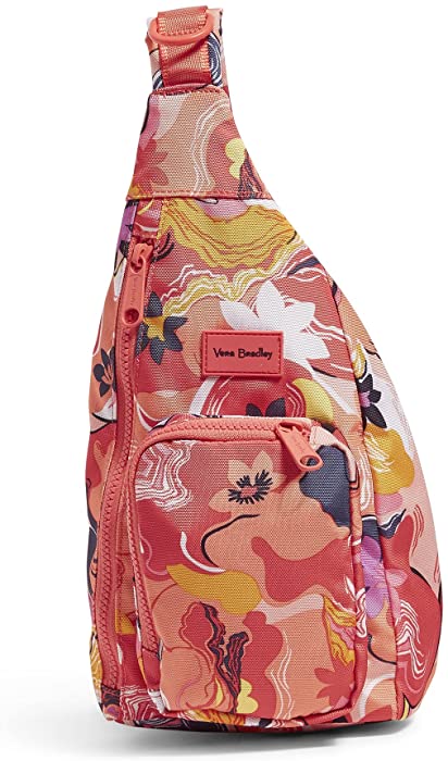 Vera Bradley womens Recycled Lighten Up Reactive Mini Sling Backpack Bookbag, Rosa Agate, One Size US