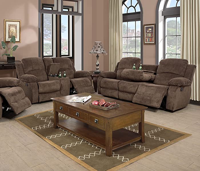 Star Home Living 2PC Reclining Living Room Set Sofas, Taupe Brown