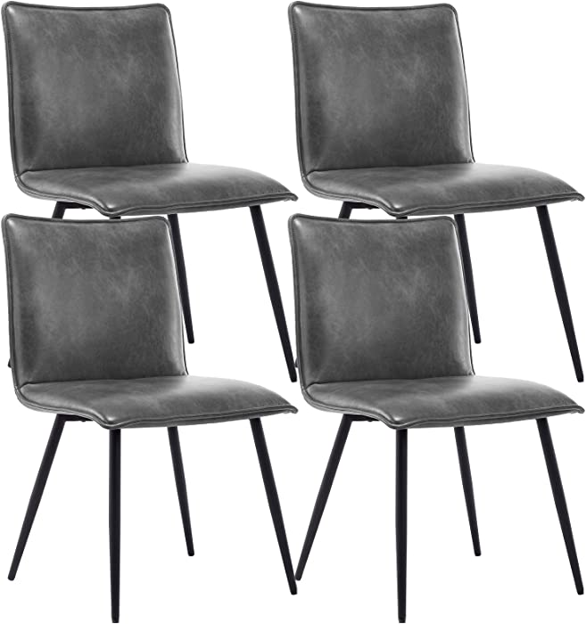 Duhome PU Leather Dining Chairs Kitchen Chairs Set of 4 Side Chair for Dining Room Living Room Grey