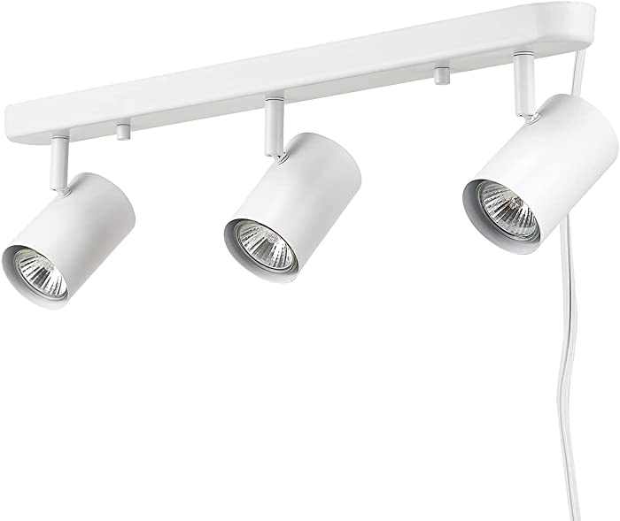 Globe Electric 60024 Dale 3-Light Plug-in Track Lighting, Matte White, 15 Foot Cord, in-Line On Off Rocker Switch