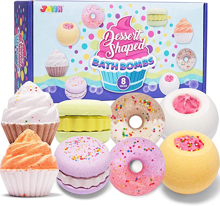Bath Bombs with Dessert Design for Kids, 8 Pcs Fizzy Bath Bombs for Girls Funny Natural Moisture Spa Kit, Gifts Set for Women Easter Christmas Valentines Gifts