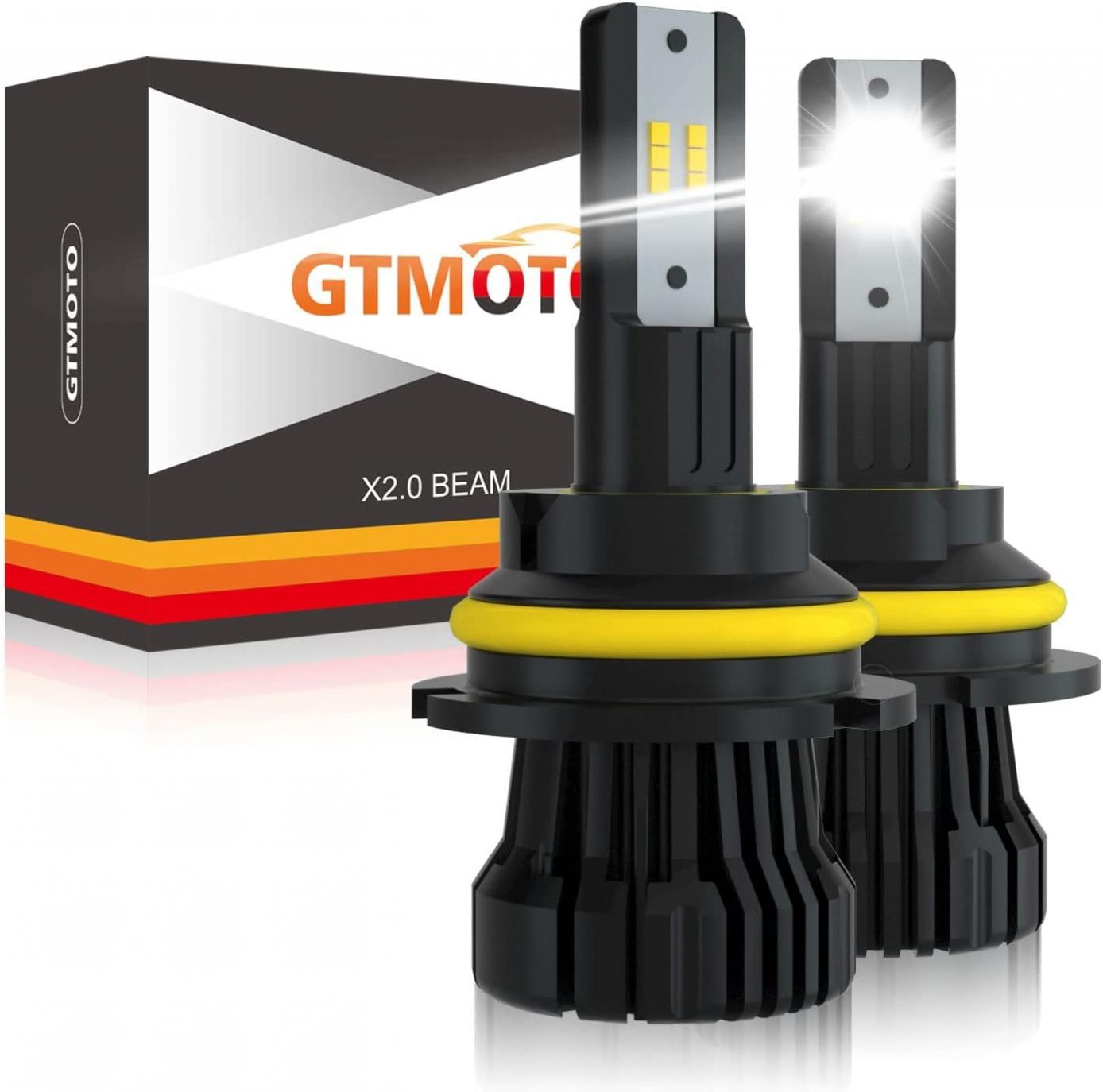 GTMOTO for Peterbilt 385 375 377 Headlights LED Bulbs, Custom Plug and Play 6000K Cool White LED Conversion Kit, 2-Pack