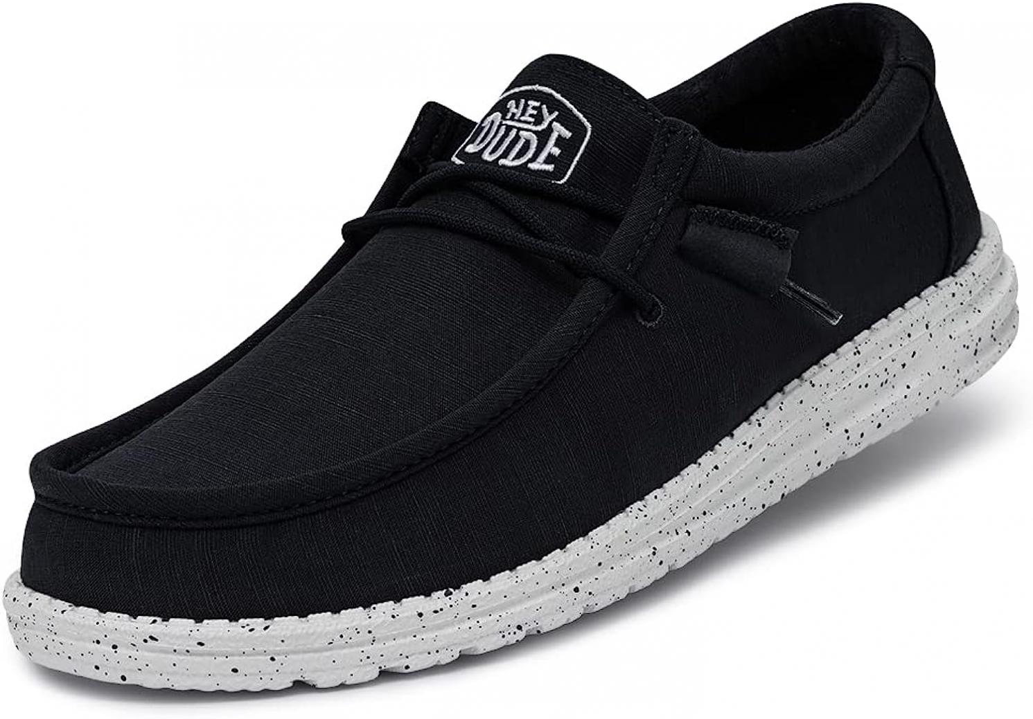 Hey Dude Men's Wally Slub Canvas Navy Size 12| Men's Loafers | Men's Slip On Shoes | Comfortable & Light-Weight