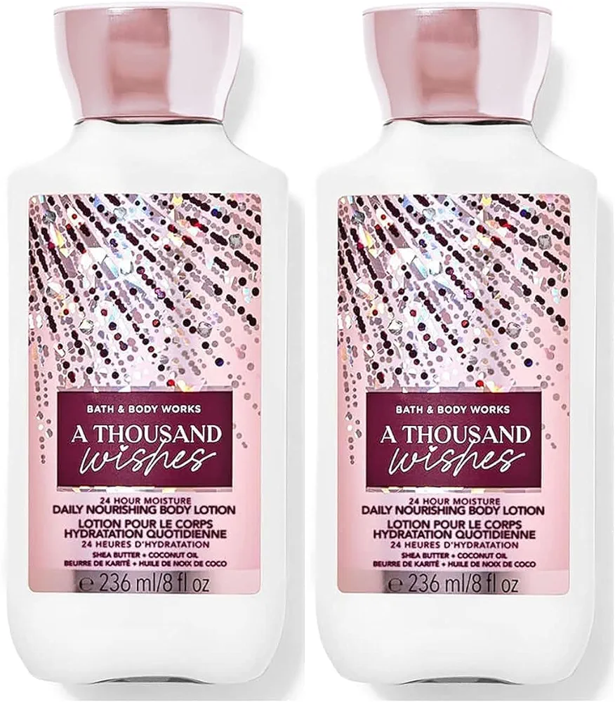 Bath and Body Works A Thousand Wishes Super Smooth Body Lotion Sets Gift For Women 8 Oz -2 Pack (A Thousand Wishes)