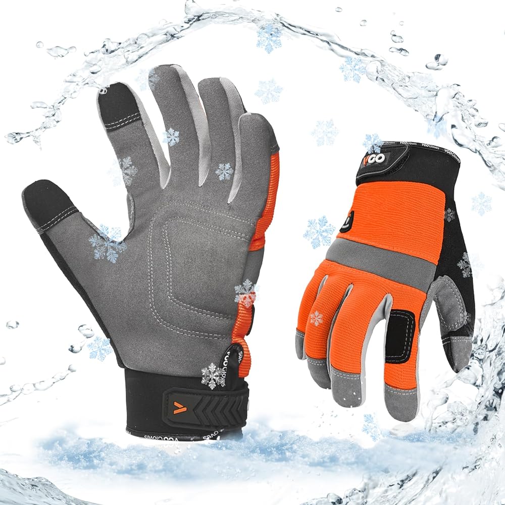 Vgo... 1Pair 5℃/41°F Cold Weather Work Gloves Men,Winter Warm Work Gloves,hi-viz colors(SL7584F/NB7581F)