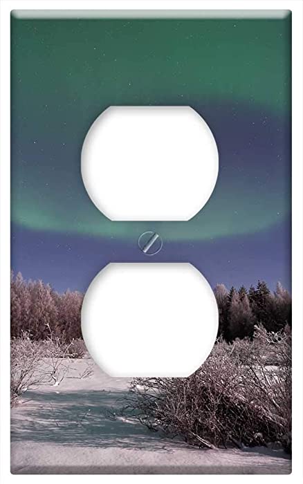Switch Plate Outlet Cover - Aurora Green Light Atmosphere Sky Trees Plant