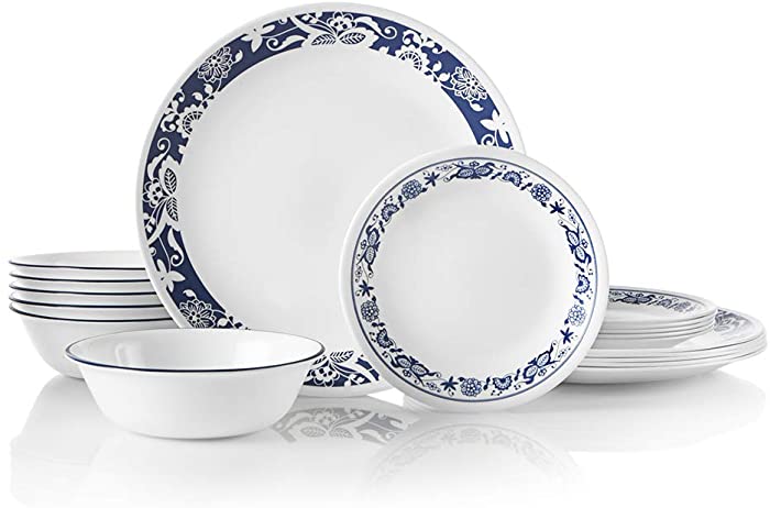 Corelle 18-Piece Service for 6, Chip Resistant, True Blue Dinnerware Set