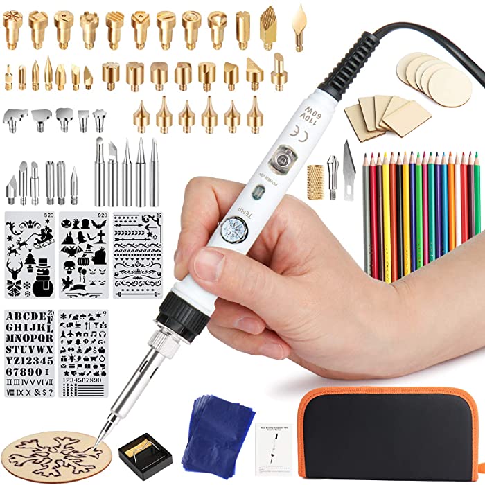 Wood Burning Kit Professional Wood Burning Tool 99Pcs with Soldering Iron Pyrography Pen Kit Switch and Adjustable Thermostatic Digital-Controller 302-842℉