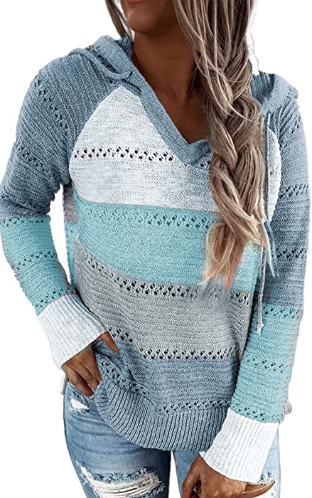 SMENG Women's Lightweight Knit Hoodie Sweater Pullover & Zip up Sweatshirt Tops