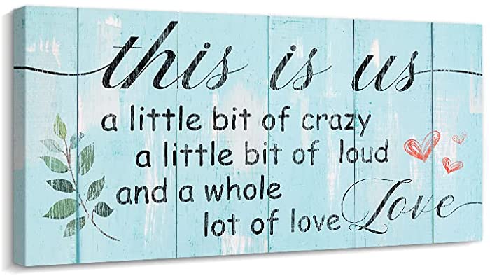 Kas Home Motivational Wall Art This Is Us Canvas Wall Decorations Family Saying Quotes Painting Artwork Sign Decor for Living Room Bedroom Kitchen Office (8 X 16 inch, Black -This is us)