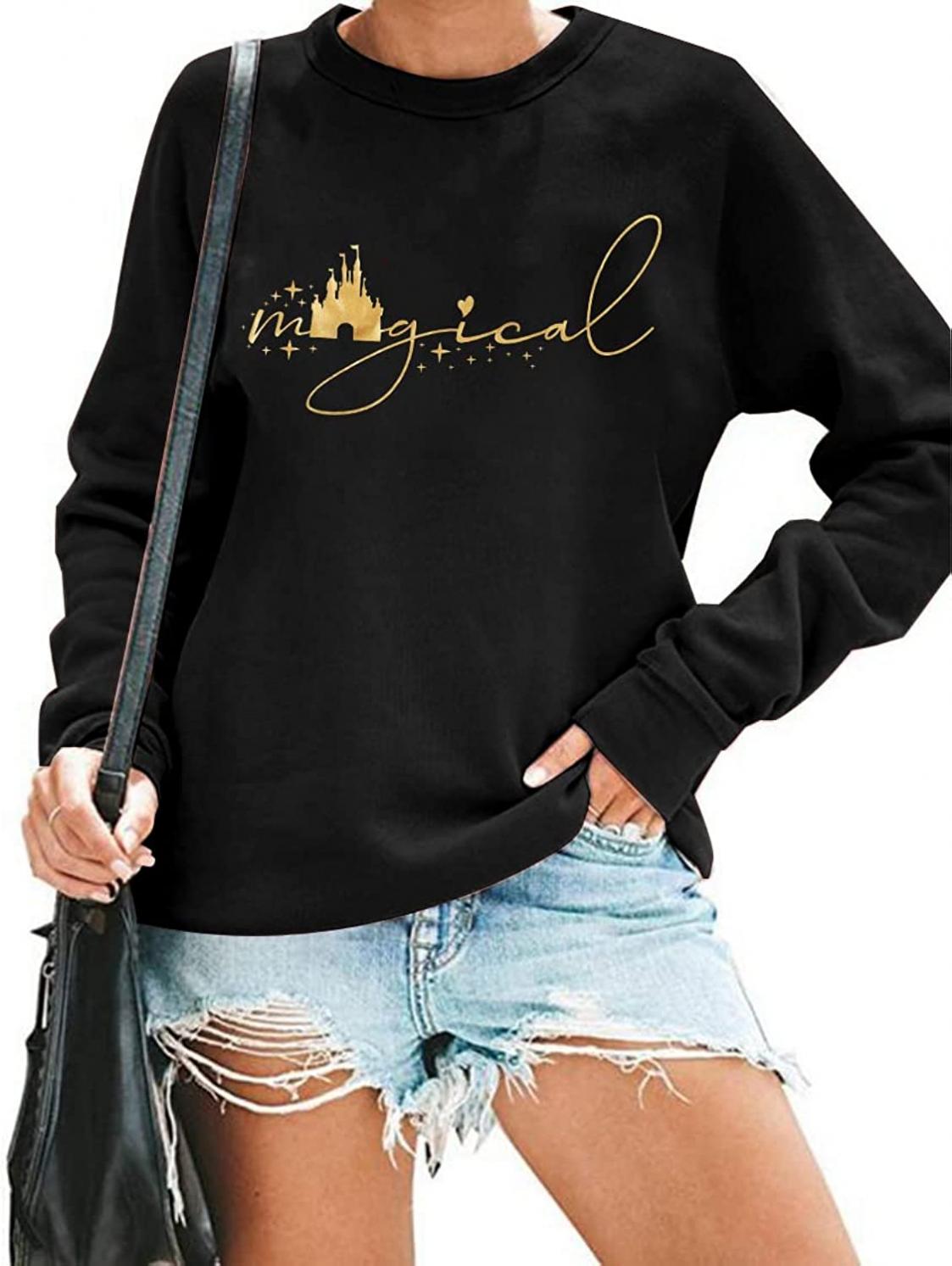UNIQUENOE Magic Kingdom Sweatshirts For Women Magical Tshirt Family Vacation Tee Castle Graphic Short Sleeve Tops
