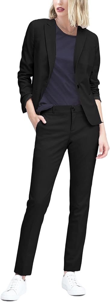 Partvece Women's 2 Piece Business Suit Set Office Outfits Slim Fit Blazer Pant Suits
