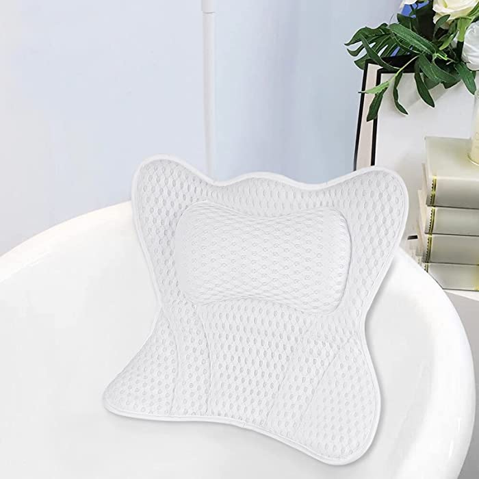 Linkidea Bathtub Pillow, Bath Pillow for Tub Neck and Back Support, 3D Air Mesh Breathable Bath Pillows Compatible for Jacuzzi Spa Hot Tub