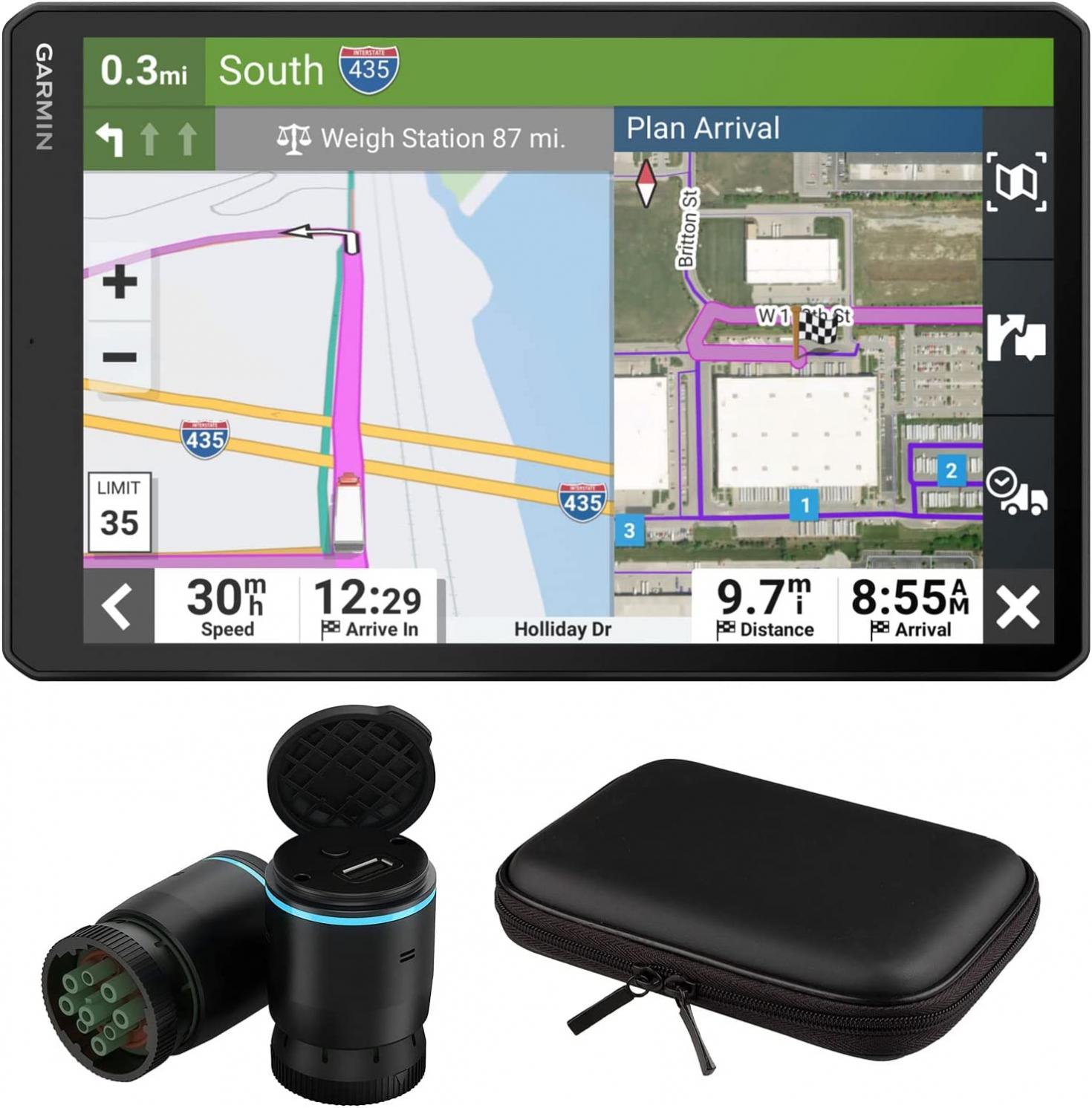 Garmin 010-02741-00 dezl OTR1010 10" GPS Truck Navigator Bundle with eLog Compliant ELD and Deco Gear 8" Hard EVA Case
