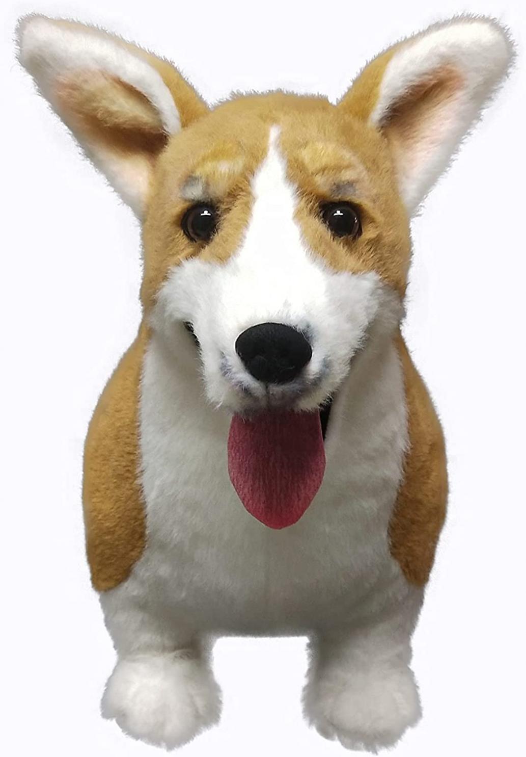 Corky Dog Realistic Lifelike Louie Welsh Corgi Dog Plush Stuffed Animal Pet Dog Huggle Furry
