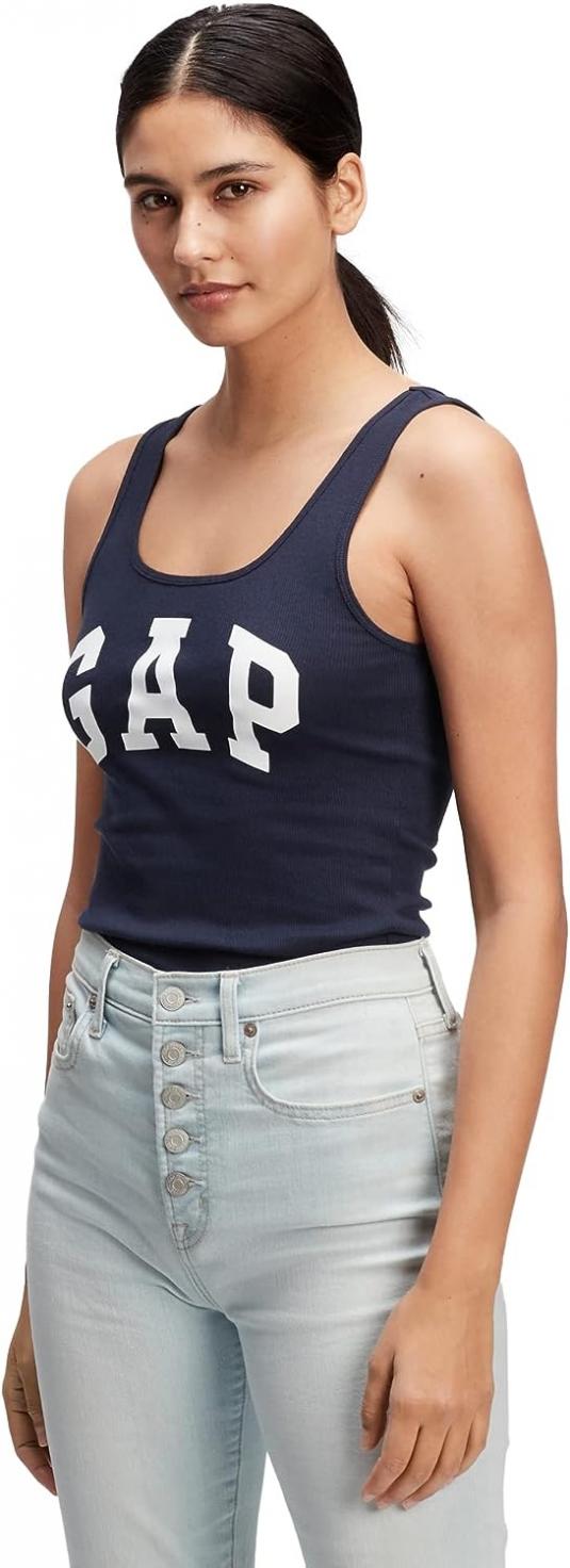 GAP Women's Ribbed Tank Top Logo