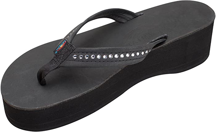 Rainbow Sandals Women's Six Layer Leather Wedge - 3/4" Strap w/Swarovski® Crystals