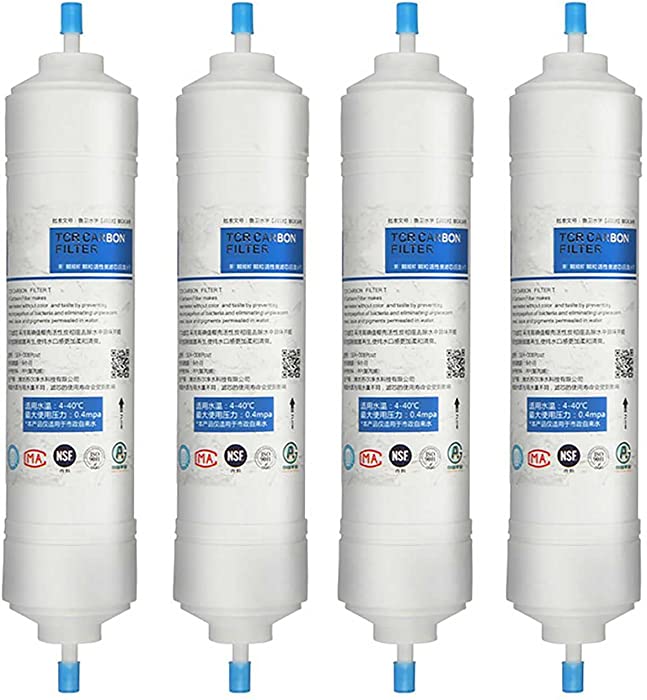 Inline Carbon Water Filter T33 1/4" Threaded Female in/Out for Water Purifier Pure Water Machine for Home RO Stage 5 Filter 4 Pieces